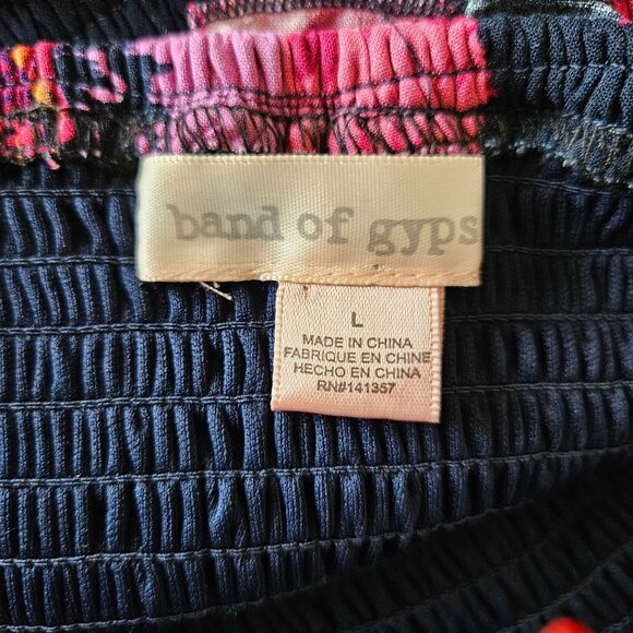 Band Of Gypsies Woman SZ L Maxi Dress Floral Layered Hem Ruffle Smocked Peasant - Picture 8 of 11